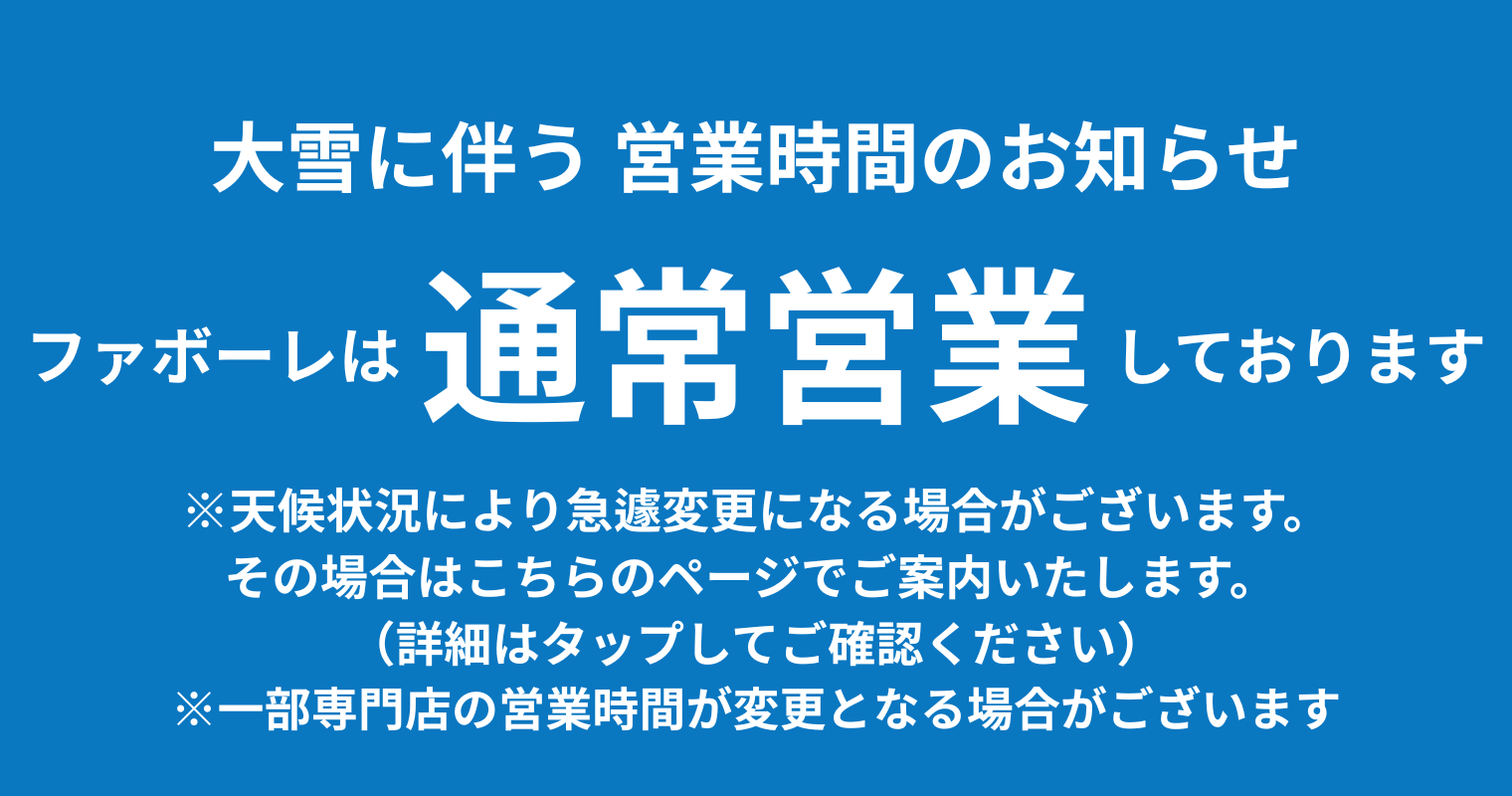 大雪に伴う営業時間